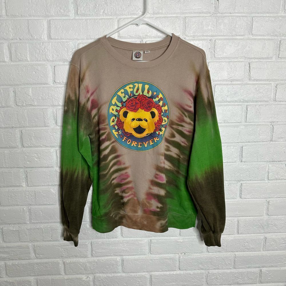 Grateful Dead Brown and Green Tie-Dye Crew Neck Sweater